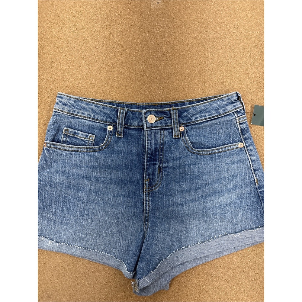 Wild Fable Size 4‎ Women High Rise Cotton Blend Rolled Cuff Denim Shorts NWT